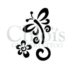 Chloïs Glittertattoo Sjabloon Butterfly Flower (5 Stuks)