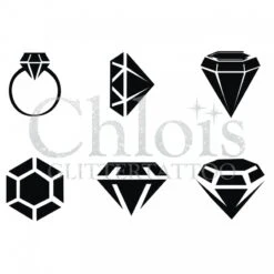 Chloïs Glittertattoo Sjabloon Diamond (6 Mini Stencils)