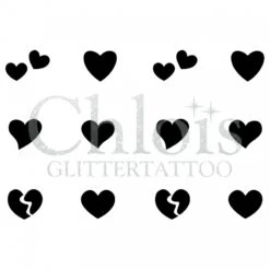 Chloïs Glittertattoo Sjabloon Hearts (12 Mini Stencils)