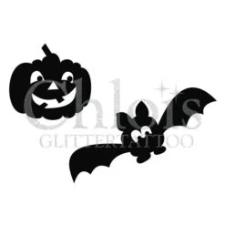 Chloïs Glittertattoo Sjabloon Pumpkin & Bat (Duo Stencil, 5 Stuks)