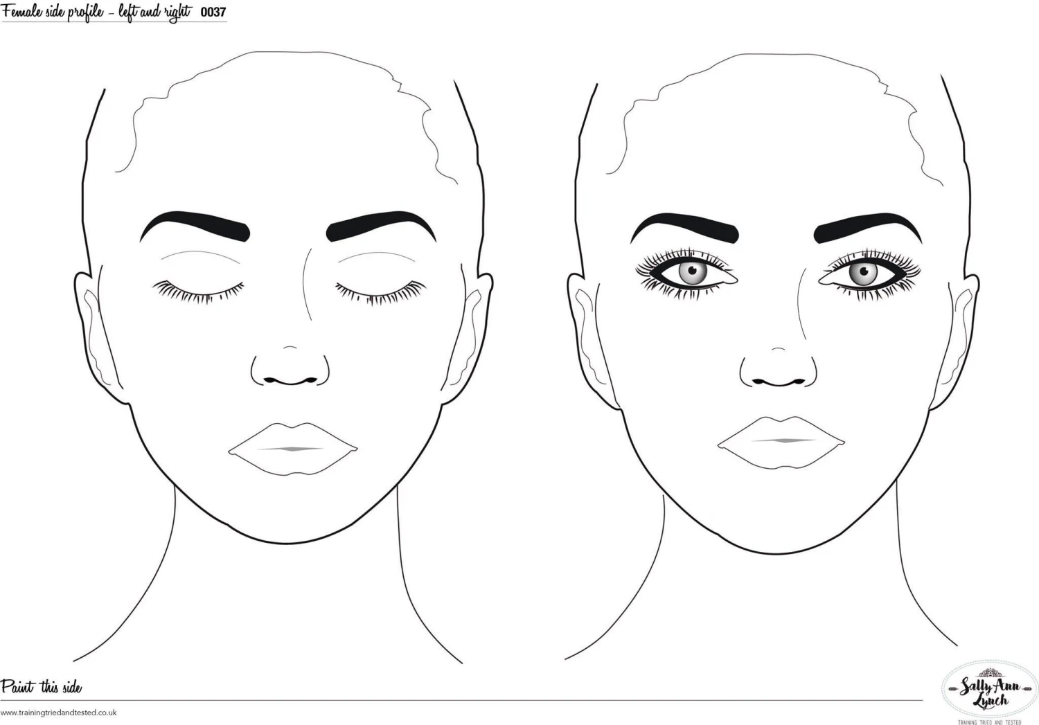 Schmink Oefenbord Vrouw (ogen Open En Ogen Dicht), Formaat A3 1 Schmink Oefenbord Vrouw (ogen Open En Ogen Dicht), Formaat A3