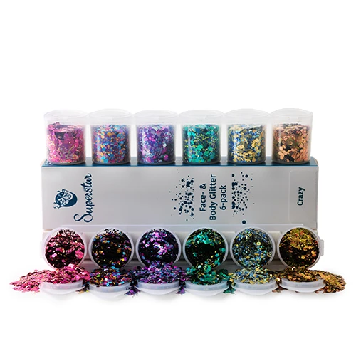 Superstar Chunky Glitterset Crazy (6x 20ml) 1 Superstar Chunky Glitterset Crazy (6x 20ml)
