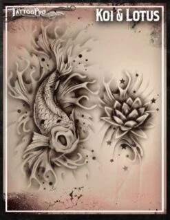 Wiser's Airbrush TattooPro Stencil - Koi And Lotus