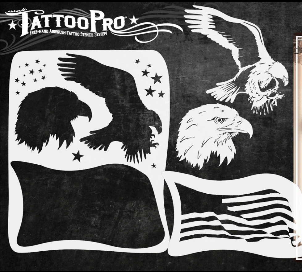 Wiser's Airbrush TattooPro Stencil – Americana 2 Wiser's Airbrush TattooPro Stencil – Americana - Afbeelding 2