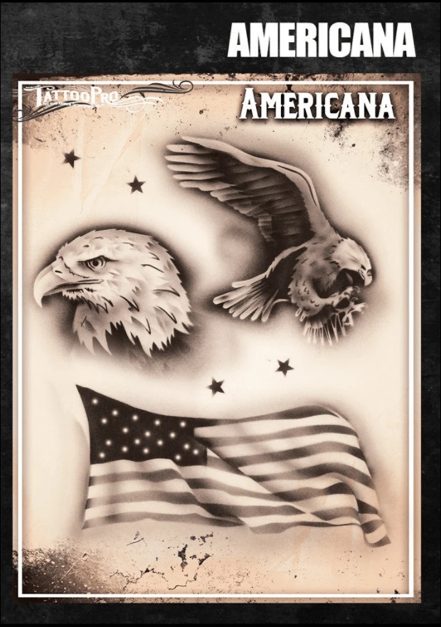 Wiser's Airbrush TattooPro Stencil – Americana 1 Wiser's Airbrush TattooPro Stencil – Americana