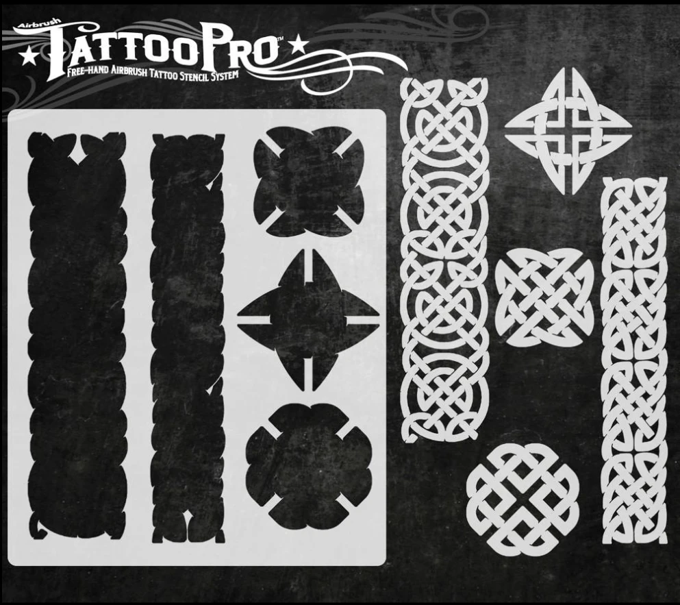 Wiser's Airbrush TattooPro Stencil – Celtic 2 Wiser's Airbrush TattooPro Stencil – Celtic - Afbeelding 2