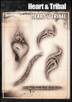 Wiser's Airbrush TattooPro Stencil β Hearts & Tribal