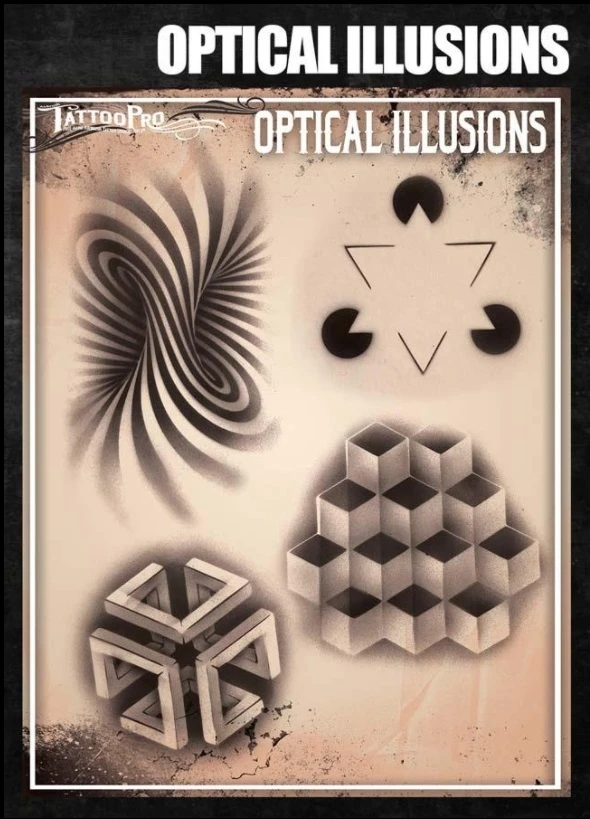 Wiser's Airbrush TattooPro Stencil – Optical Illusions 1 Wiser's Airbrush TattooPro Stencil – Optical Illusions