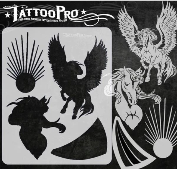 Wiser's Airbrush TattooPro Stencil – Pegasus 2 Wiser's Airbrush TattooPro Stencil – Pegasus - Afbeelding 2
