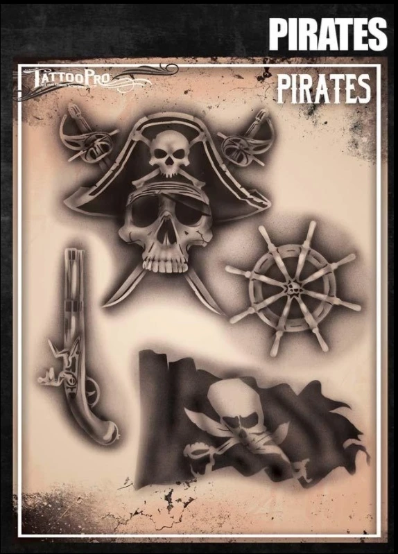 Wiser's Airbrush TattooPro Stencil – Pirates 1 Wiser's Airbrush TattooPro Stencil – Pirates