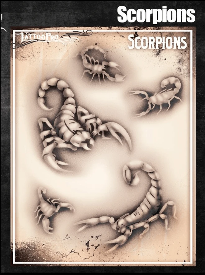 Wiser's Airbrush TattooPro Stencil – Scorpions 1 Wiser's Airbrush TattooPro Stencil – Scorpions