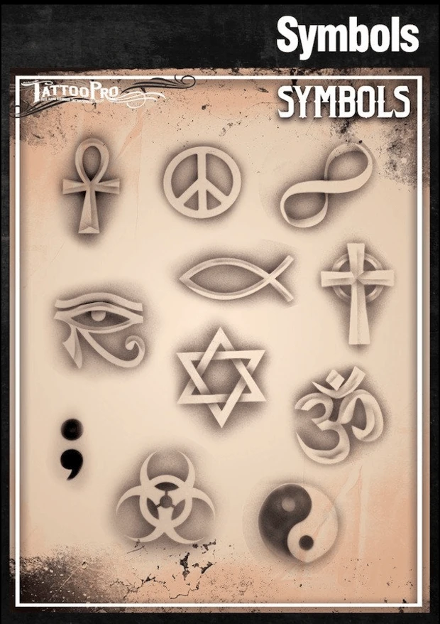 Wiser's Airbrush TattooPro Stencil – Symbols 1 Wiser's Airbrush TattooPro Stencil – Symbols